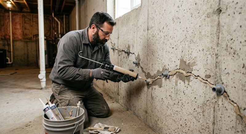 Basement Crack Repair in Bristol, RI