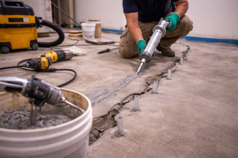 Cracked Basement Floor Repair in Bristol, RI