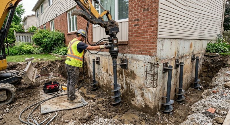Helical Piers Installation in Bristol, RI