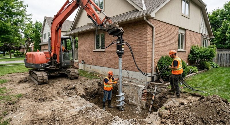 Helical Pile Installation in Bristol, RI